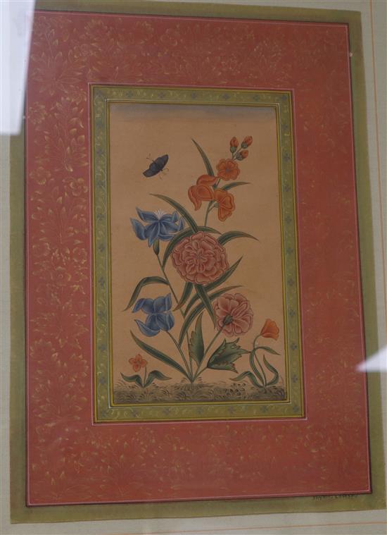 Shyamu Ramdev, pair of gouache, Studies of flowers, signed, 18 x 10cm